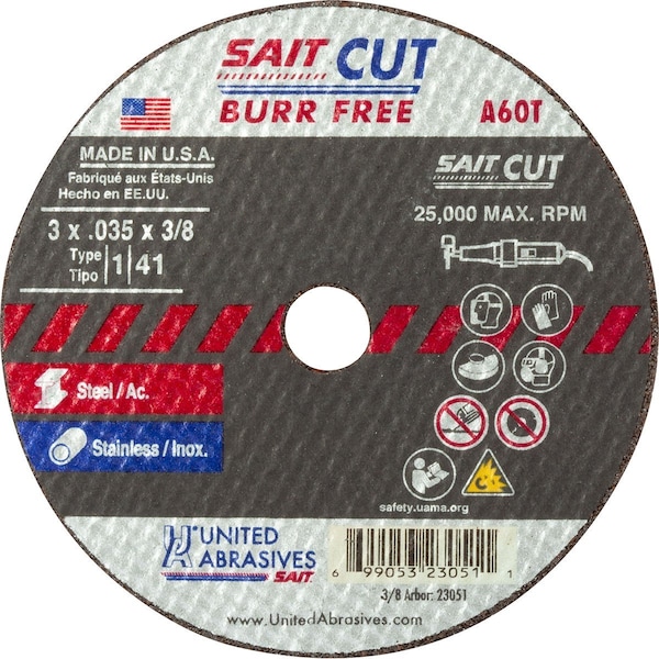 United Abrasives/Sait Cutting WheelT14x035x58A60TPK100 23064 - main